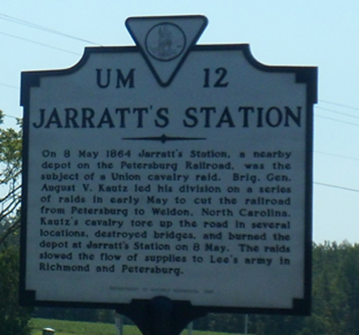 Jarratt's Station Civil War Marker Sign