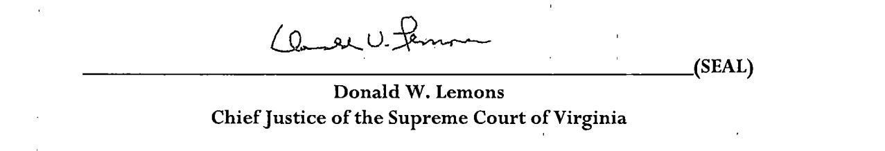 Donald W. Lemons, Chief Justice of the Supreme Court of Virginia